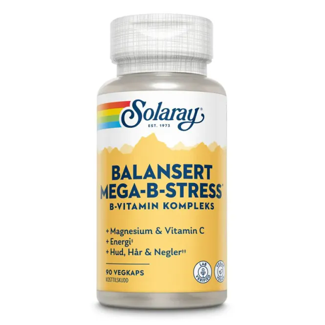 Hovedbilde B-Vitaminer Balansert Mega-B-stress Solaray 90 kapsler